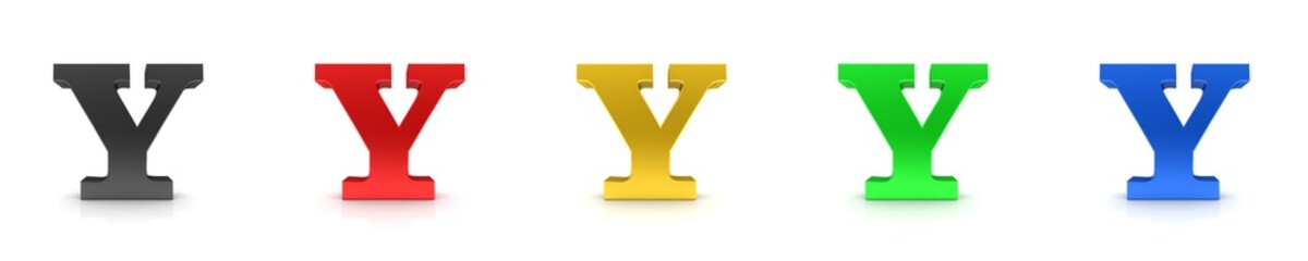 Y letter 3d sign Y black red gold green blue