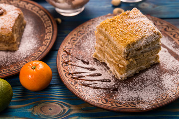 homemade desserts on a blue background