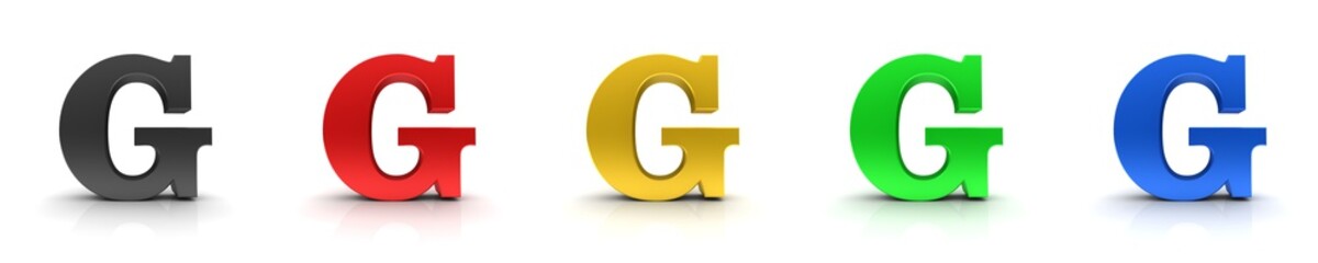 G letter 3d sign G black red gold green blue
