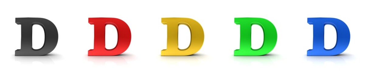 D letter 3d sign D black red gold green blue