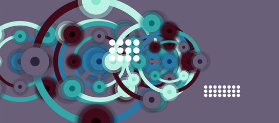 Fototapeta na wymiar Flat style geometric abstract background, round dots or circle connections on color background. Technology network concept.