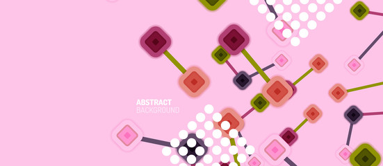 Abstract square dot connections, flat style multicolored geometric background for Wallpaper, Banner, Background, Card, Book Illustration, landing page or poster design