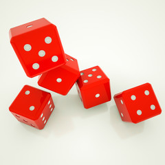 red dice on a white background. 3d render illustration