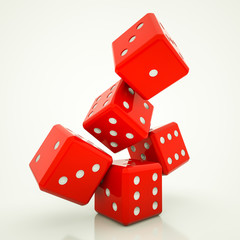 red dice on a white background. 3d render illustration