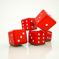 red dice on a white background. 3d render illustration