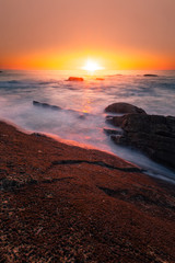 Obraz premium Sunset in the basque coast under Jaizkibel mountain in Hondarribia, Basque Country.
