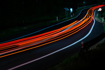 car lights at night on the road