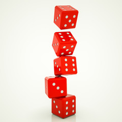 red dice on a white background. 3d render illustration