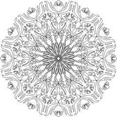 Circle mandala coloring page. Black and white mandala poster. Relax and meditation.