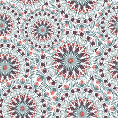 Seamless pattern. Decorative hand drawn mandala, design element. Can be used for cards, invitations, banners, posters, print design, scarves, shawls, wallpapers, wrapping paper