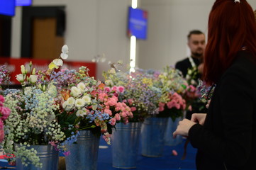 bouquet of live flowers collected in the composition