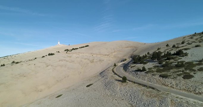 Mont Ventoux winding road up mountain on perfect clear day