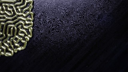 Golden Organic Pattern on black Background - 3D Rendering