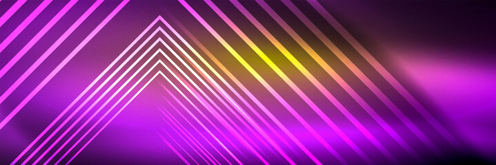 Shiny neon glowing techno lines, hi-tech futuristic abstract background template with square shapes