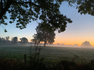 neben feld morgend&auml;mmerung