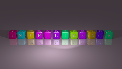 combination of Intelligence built by cubic letters from the top perspective, excellent for the concept presentation
