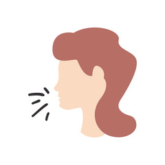 Woman head with dry cough flat style icon vector design