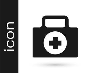 Grey First aid kit icon isolated on white background. Medical box with cross. Medical equipment for emergency. Healthcare concept. Vector