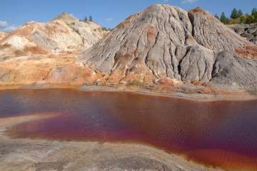 mountain landscape with blue sky and lake