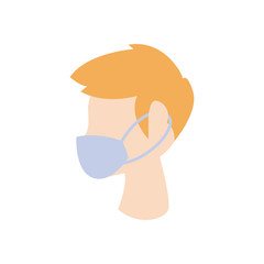 Man head with medical mask flat style icon vector design