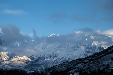 Mount Timpanogos in clouds