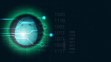 Obraz premium Security cyber digital concept fingerprint scan Abstract technology background protect system innovation vector illustration 