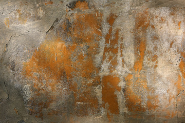 concrete wall with orange spots texture backgroun.