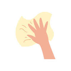 Hand with rag flat style icon vector design