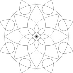 Obraz premium mandala lotus water lily coloring line drawing 