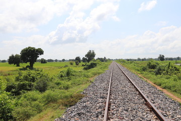 Fototapeta na wymiar Chemin de fer du train de bambou à Battambang, Cambodge