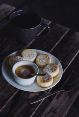 cottage cheese pancakes for breakfast in a coffee shop