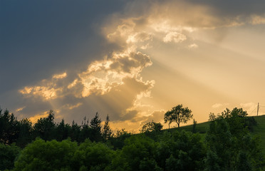 A scene of a sunset nearby Berriz, Basque Country