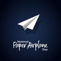 national paper airplane day in the dark background