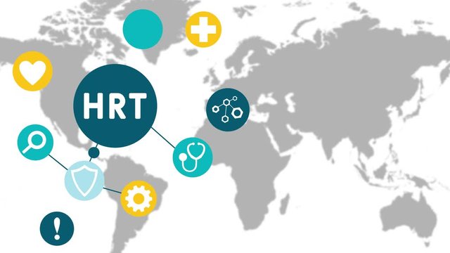 HRT - Hormone Replacement Therapy acronym, medical concept background