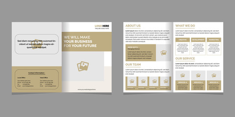 business bifold brochure or magazine cover design vector template