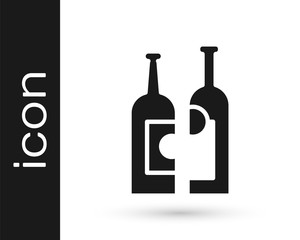 Grey Bottles of wine icon isolated on white background. Vector