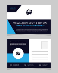 creative black and cyan business post card vector template
