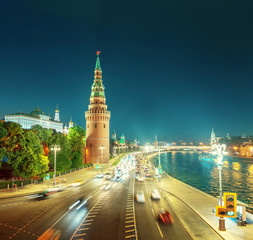 Fototapeta na wymiar Moscow Kremlin, Embankment and Moscow River, Russia
