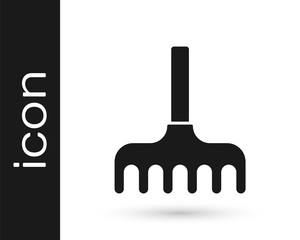 Grey Garden rake icon isolated on white background. Tool for horticulture, agriculture, farming. Ground cultivator. Vector