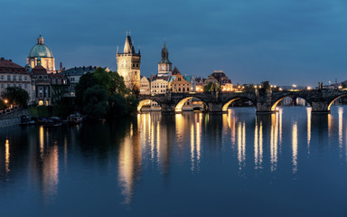 Charles bridge in sunset time, Prague , Czech Republic
