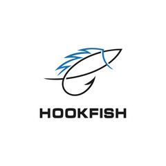 Fish with Hook Fishing Angler logo design