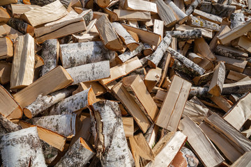 Chopped birch firewood