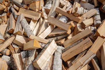 Background of chopped firewood