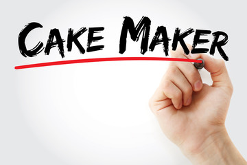 Cake maker text with marker, concept background