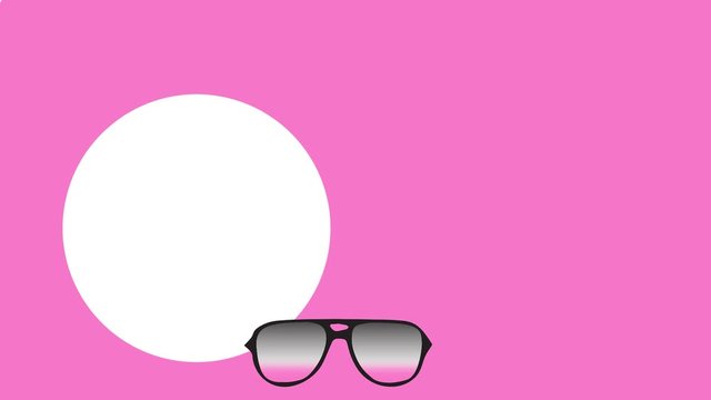 Sunglasses fashion. Stylish eyewear on pink white flickering minimal motion art background.