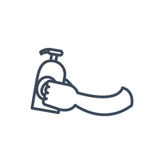 Hand with soap dispenser line style icon vector design
