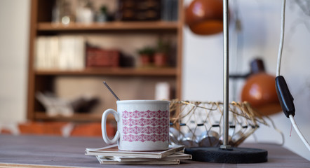 Mid century modern porcelain figurine in interior