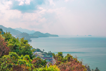 view point on the mountain of Koh Chang island in Thailand, view of the sea and mountains
