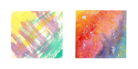 Naklejka premium Set of abstract watercolor colorful backgrounds isolated on white.