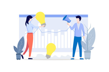 Vector illustration, flat style, business promotion, advertising, growing ideas and inspiration for business. 